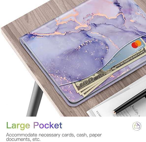 Fintie Case for iPad Air 11-inch M4/M3/M2 (2026/2025/2024), iPad Air 5th/4th Generation (2022/2020) 10.9 Inch, Multi-Angle Viewing Protective Cover with Pencil Holder & Pocket, Lilac Marble - Image 5