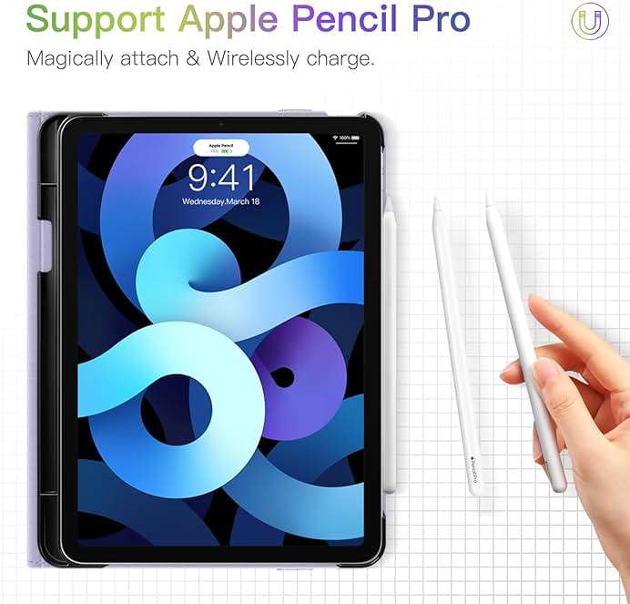 Fintie Case for iPad Air 11-inch M4/M3/M2 (2026/2025/2024), iPad Air 5th/4th Generation (2022/2020) 10.9 Inch, Multi-Angle Viewing Protective Cover with Pencil Holder & Pocket, Lilac Marble - Image 6
