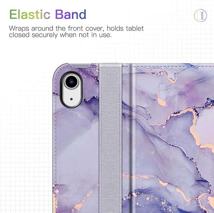 Fintie Case for iPad Air 11-inch M4/M3/M2 (2026/2025/2024), iPad Air 5th/4th Generation (2022/2020) 10.9 Inch, Multi-Angle Viewing Protective Cover with Pencil Holder & Pocket, Lilac Marble - Image 7