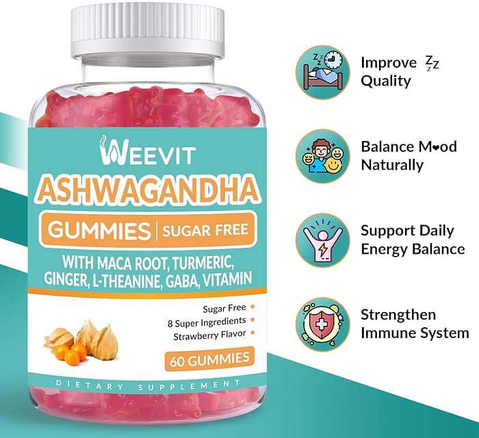 WEEVIT Ashwagandha Gummies with Vitamin D for Women & Men, Ashwagandha Gummy with Maca Root Powder | Organic Ashwa Gummies for Boost Energy - Image 3