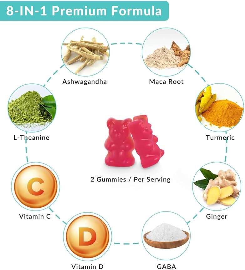 WEEVIT Ashwagandha Gummies with Vitamin D for Women & Men, Ashwagandha Gummy with Maca Root Powder | Organic Ashwa Gummies for Boost Energy - Image 4