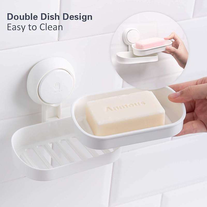TAILI Suction Cup Soap Holder for Shower Wall Powerful Vacuum Suction Soap Dish, Strong Sponge Holder for Shower, Bathroom, Tub and Kitchen Sink, Drill-Free, Removable,White - Image 6
