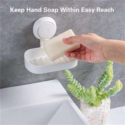 TAILI Suction Cup Soap Holder for Shower Wall Powerful Vacuum Suction Soap Dish, Strong Sponge Holder for Shower, Bathroom, Tub and Kitchen Sink, Drill-Free, Removable,White - Image 7