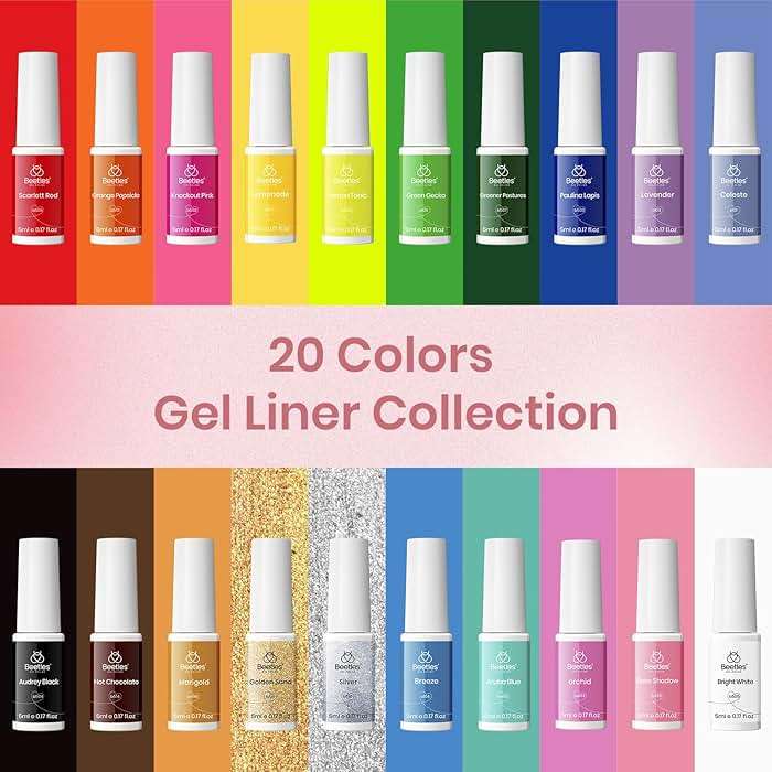 Beetles Gel Liner Nail Art Polish Set Pastel Gel Nail White Gold Red Glitter Neon French Tip Nails Polish Paint Swirl Built Thin Brush in Bottle Soak off Uv Lamp Nails Art Kit Gifts for Women - Image 2