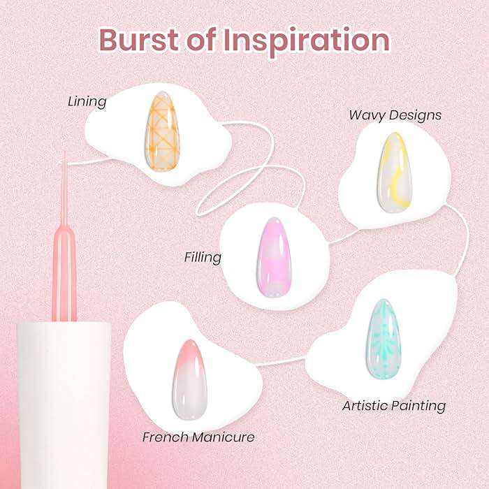 Beetles Gel Liner Nail Art Polish Set Pastel Gel Nail White Gold Red Glitter Neon French Tip Nails Polish Paint Swirl Built Thin Brush in Bottle Soak off Uv Lamp Nails Art Kit Gifts for Women - Image 4