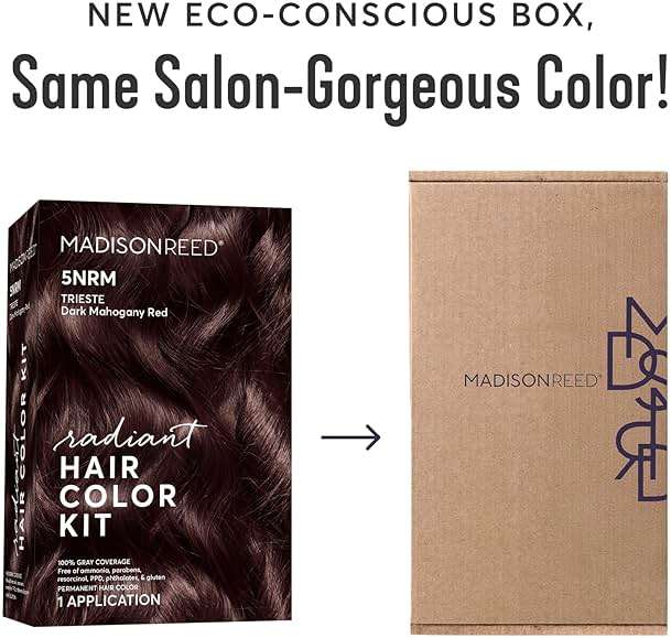 Madison Reed Radiant Hair Color Kit, Permanent Hair Dye, 100% Gray Coverage, Ammonia-Free, Trieste Red 5NRM Dark Mahogany red, Pack of 1 - Image 2