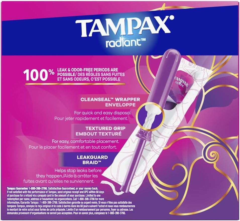 Tampax Radiant Tampons 42 R 2.7X 3/4/ 42ct, Pink and Blue - Image 2