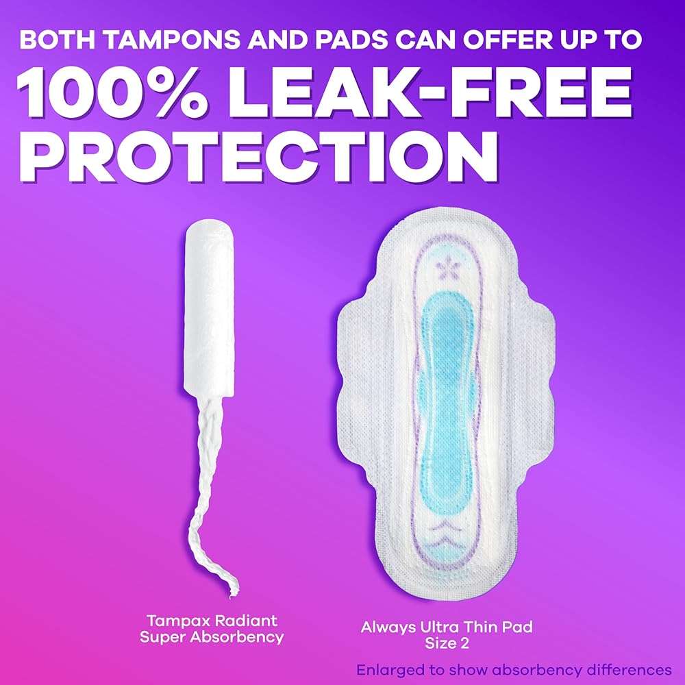 Tampax Radiant Tampons 42 R 2.7X 3/4/ 42ct, Pink and Blue - Image 11