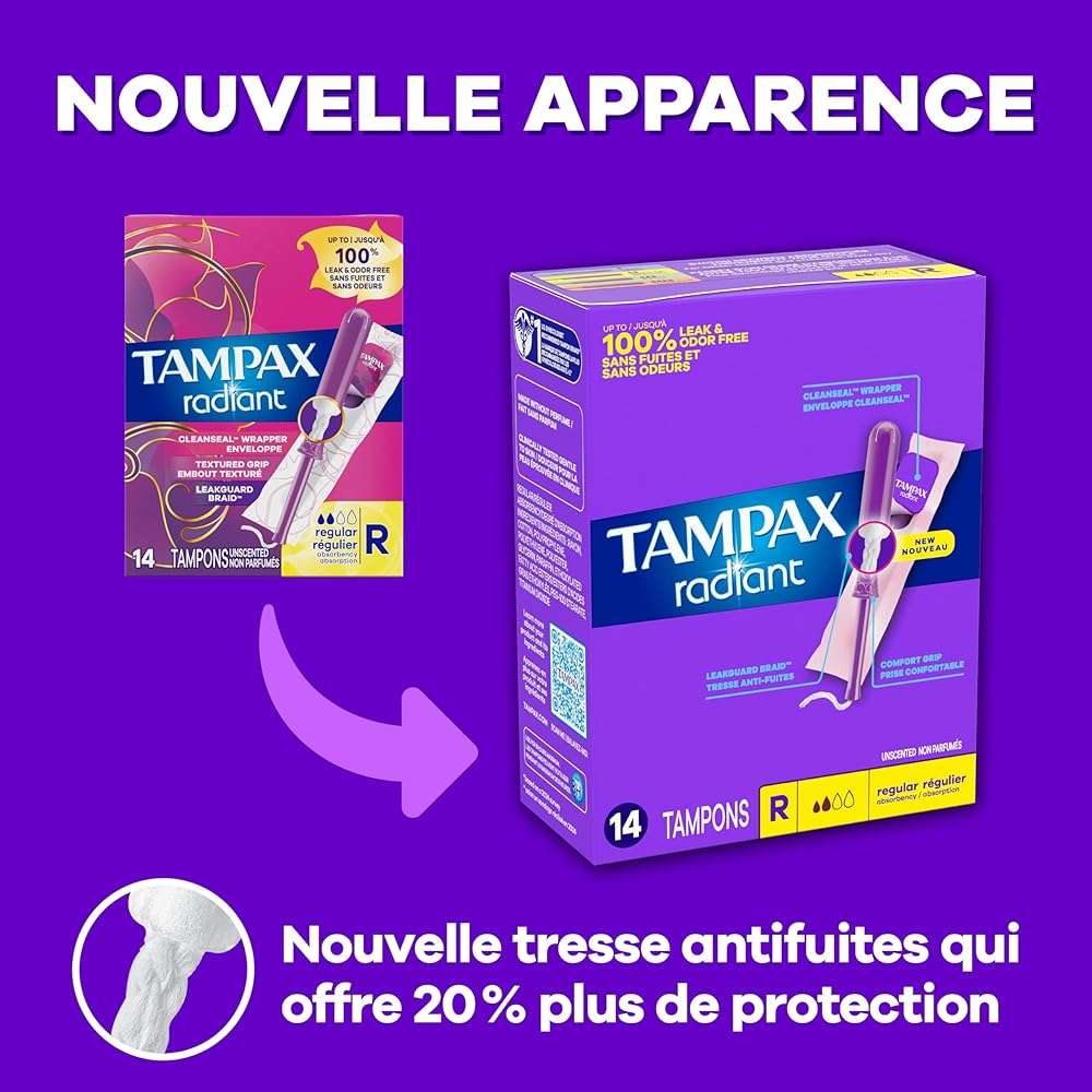 Tampax Radiant Tampons 42 R 2.7X 3/4/ 42ct, Pink and Blue - Image 15