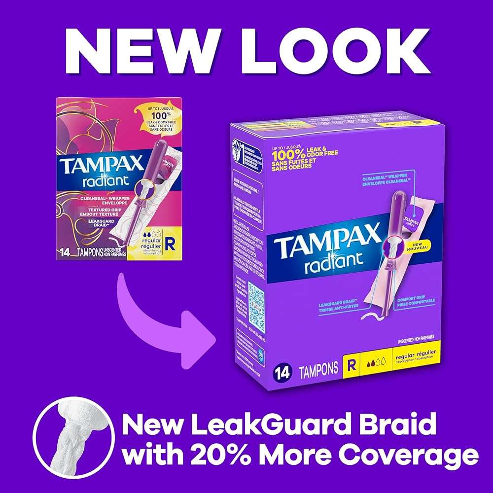 Tampax Radiant Tampons 42 R 2.7X 3/4/ 42ct, Pink and Blue - Image 5