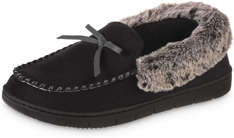 Isotoner Women's Microsuede Moccasin Slippers: Non-Slip, Indoor/Outdoor, Memory Foam, Machine Washable - Image 1