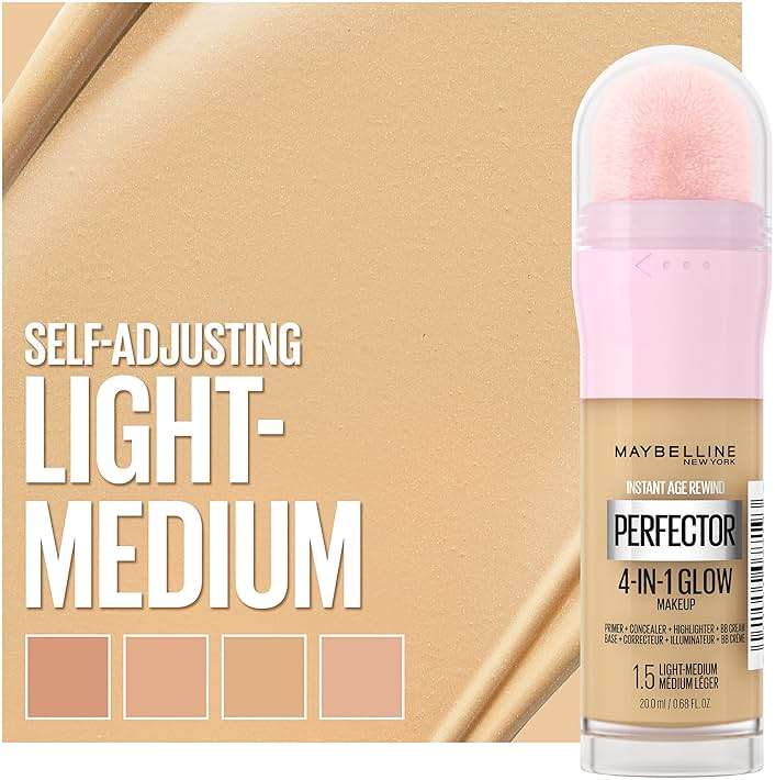 Maybelline New York Instant Age Rewind Instant Perfector 4-In-1 Glow Makeup, Light/Medium - Image 7