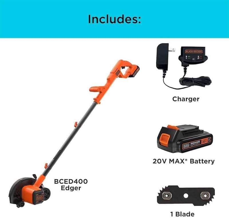 BLACK+DECKER 20V MAX Cordless Edger Lawn Kit, 1.5 Ah Battery & Charger Included, 4 Position Adjustable Height, Lightweight, 7.5" Double Edge Blade (BCED400C1) - Image 5
