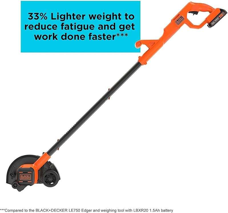 BLACK+DECKER 20V MAX Cordless Edger Lawn Kit, 1.5 Ah Battery & Charger Included, 4 Position Adjustable Height, Lightweight, 7.5" Double Edge Blade (BCED400C1) - Image 6