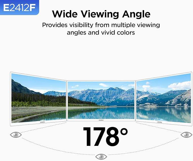 KOORUI 24-inch Computer Monitor Full HD 1920 x 1080p 100Hz VA Display 4000:1 Contrast Ratio with HDMI VGA, TÜV Rheinland Certified, 100 x 100 mm VESA Mountable, Ultra-Slim Design, Tilt, Black, E2412F - Image 7