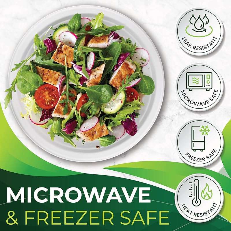 BIRCHIO 150pcs 100% Compostable Paper Plates (10in), Heavy Duty, Eco Friendly, Biodegradable Made of Sugarcane Fiber - Image 7