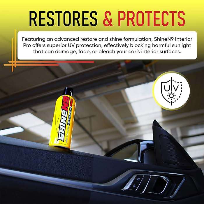 ShineN9 New Car Look Interior Pro – Professional Interior Auto Detailer and Protectant for Leather, Vinyl, Rubber, Plastic and More – Conditions and Restores – Includes 300 GSM Microfiber Applicator - Image 3