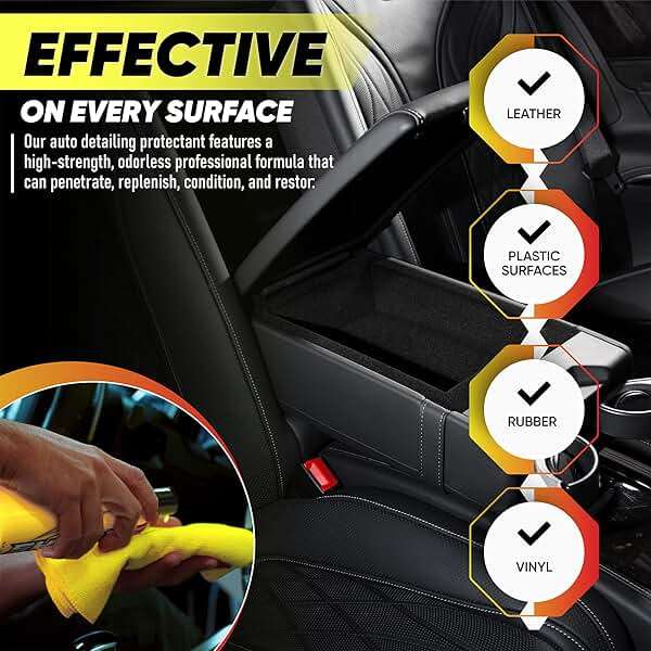 ShineN9 New Car Look Interior Pro – Professional Interior Auto Detailer and Protectant for Leather, Vinyl, Rubber, Plastic and More – Conditions and Restores – Includes 300 GSM Microfiber Applicator - Image 4