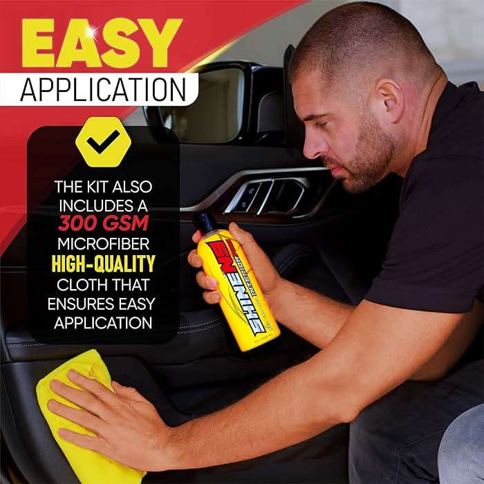 ShineN9 New Car Look Interior Pro – Professional Interior Auto Detailer and Protectant for Leather, Vinyl, Rubber, Plastic and More – Conditions and Restores – Includes 300 GSM Microfiber Applicator - Image 6