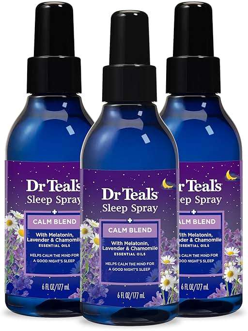 Dr Teal's Calm Blend Spray with Melatonin, Lavender & Chamomile Essential Oils, 6 fl oz (Pack of 3) - Image 1