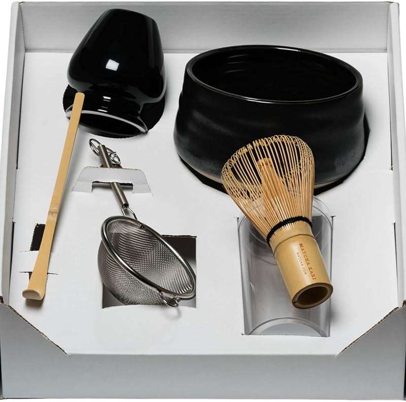 Dr. Weil Matcha Kari - Lite Matcha Tea Set - Black - Whisk with Holder, Scoop, Sifter, and Ceramic Bowl - Image 4