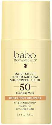 Babo Botanicals, Sunscreen Tinted Mineral Daily Sheer Fluid SPF 50, 1.7 Fl Oz - Image 1