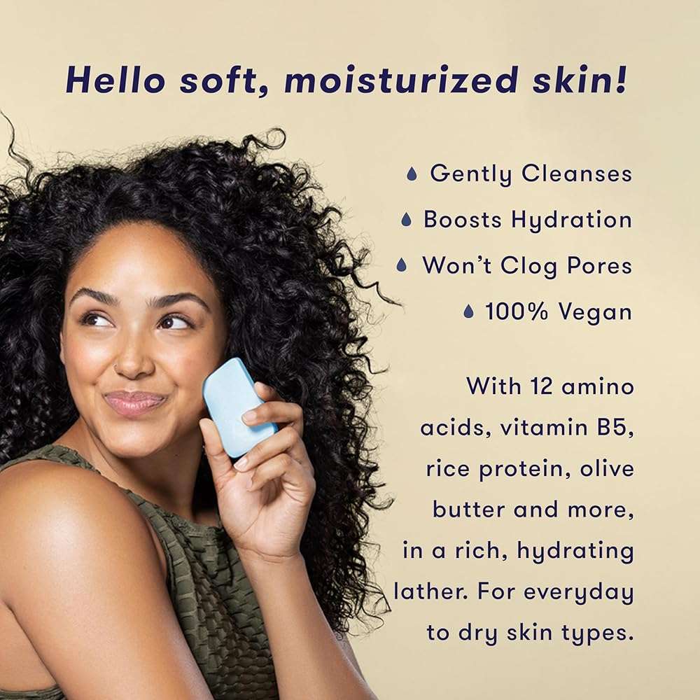 HIBAR - Hydrate Face Wash Bar - Solid Face Wash - Hydrating & Moisturizing - With 12 Unique Amino Acids - Safe For Daily Use & Sensitive Skin - Plastic, Paraben & Soap-Free - Vegan - 1 Bar - Image 2