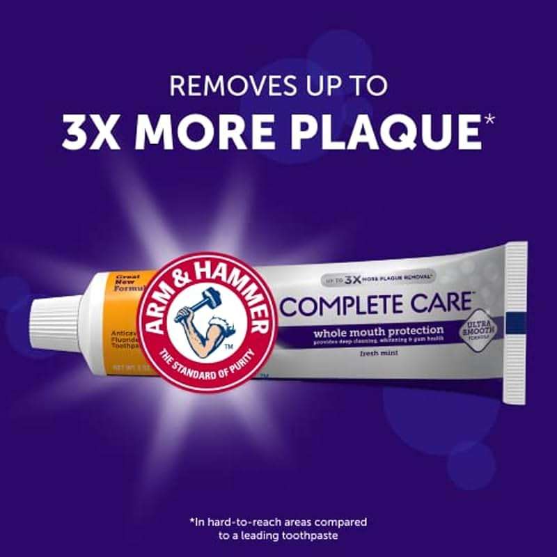 ARM & Hammer Complete Care Toothpaste, Teeth Whitening Toothpaste with Baking Soda, Fluoride, Whole Mouth Protection, Fresh Mint Flavor, 6.0 oz (Pack of 4) - Image 4