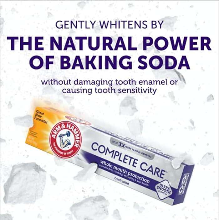 ARM & Hammer Complete Care Toothpaste, Teeth Whitening Toothpaste with Baking Soda, Fluoride, Whole Mouth Protection, Fresh Mint Flavor, 6.0 oz (Pack of 4) - Image 6