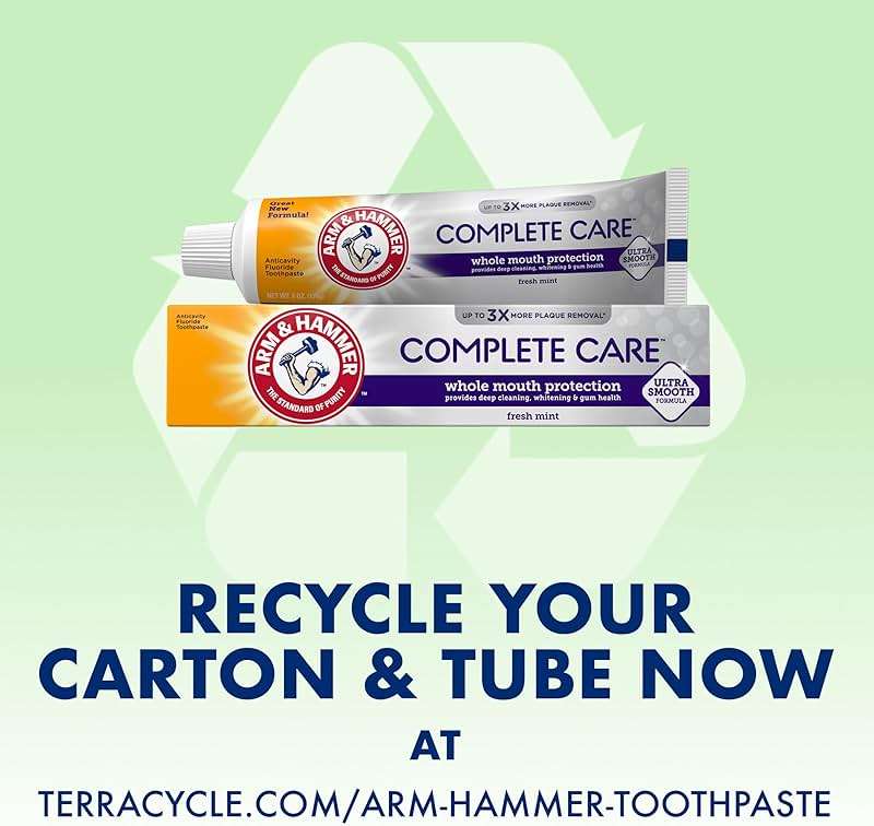 ARM & Hammer Complete Care Toothpaste, Teeth Whitening Toothpaste with Baking Soda, Fluoride, Whole Mouth Protection, Fresh Mint Flavor, 6.0 oz (Pack of 4) - Image 8