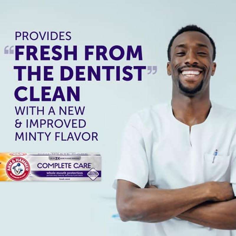 ARM & Hammer Complete Care Toothpaste, Teeth Whitening Toothpaste with Baking Soda, Fluoride, Whole Mouth Protection, Fresh Mint Flavor, 6.0 oz (Pack of 4) - Image 9