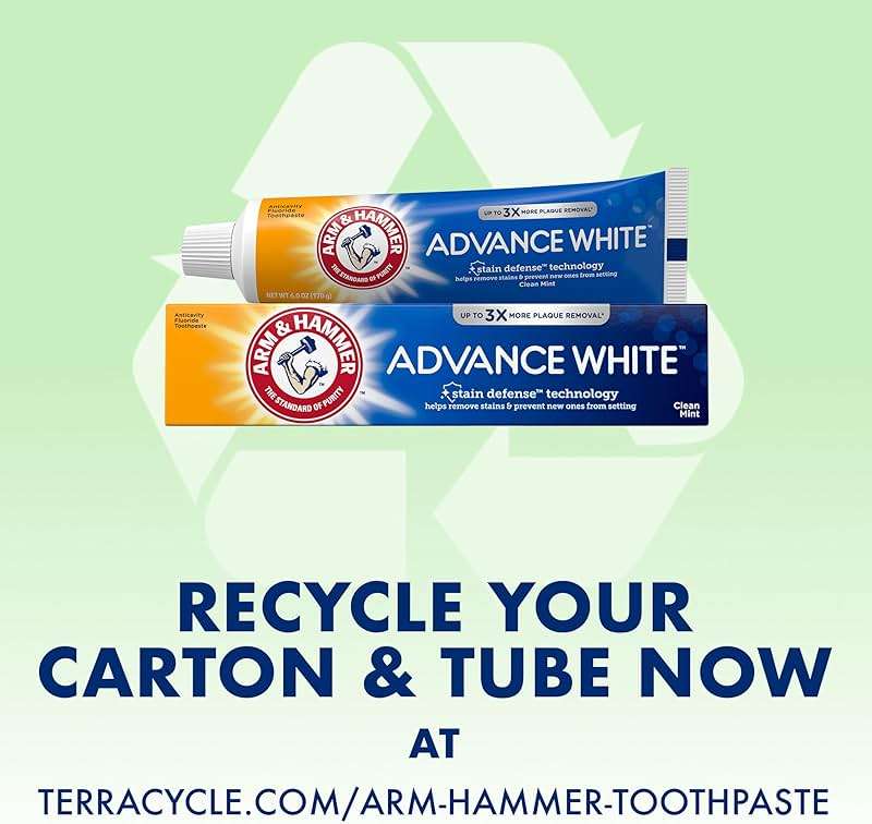 ARM & HAMMER Advance White Toothpaste, Teeth Whitening Baking Soda Toothpaste with Stain Defense Technology and Fluoride, Clean Mint Flavor, 6.0 Oz (4 Pack) - Image 8