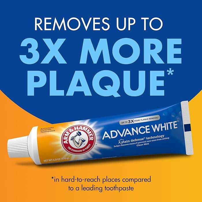 ARM & HAMMER Advance White Toothpaste, Teeth Whitening Baking Soda Toothpaste with Stain Defense Technology and Fluoride, Clean Mint Flavor, 6.0 Oz (4 Pack) - Image 9