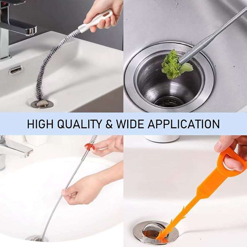 Drain Hair Remover(6pcs), Drain Snake Clog Remover(1pcs) ＆ Cleaning Brushes(2pcs) Tool Set For Toilet, Kitchen Sink, Bathroom Tub, Sewer, (6+2+1) - Image 3