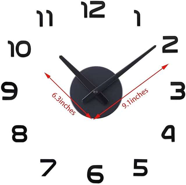 THIDARGO 3D DIY Wall Clock Arabic Numerals Clock Frameless Mirror Surface Wall Sticker Home Decor for Living Room Bedroom(Not Including Battery) (19-27 Inch, Silver) - Image 6