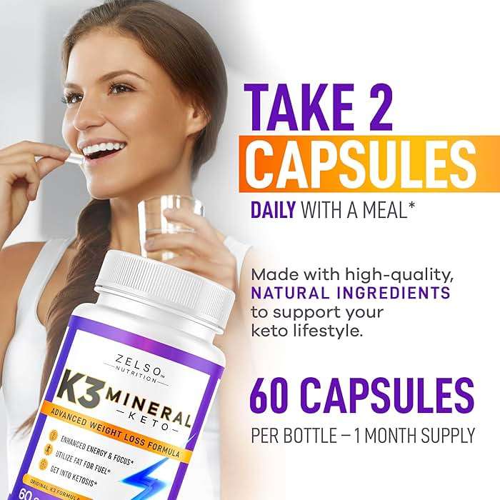 ZELSO K3 Mineral Weight Loss Pills for Women and Men, K3 Mineral Pills - K3 Salt Mineral, Vitamin + K3 Capsules Supplement for Keto Weight Loss - 1 Month Supply - Image 4
