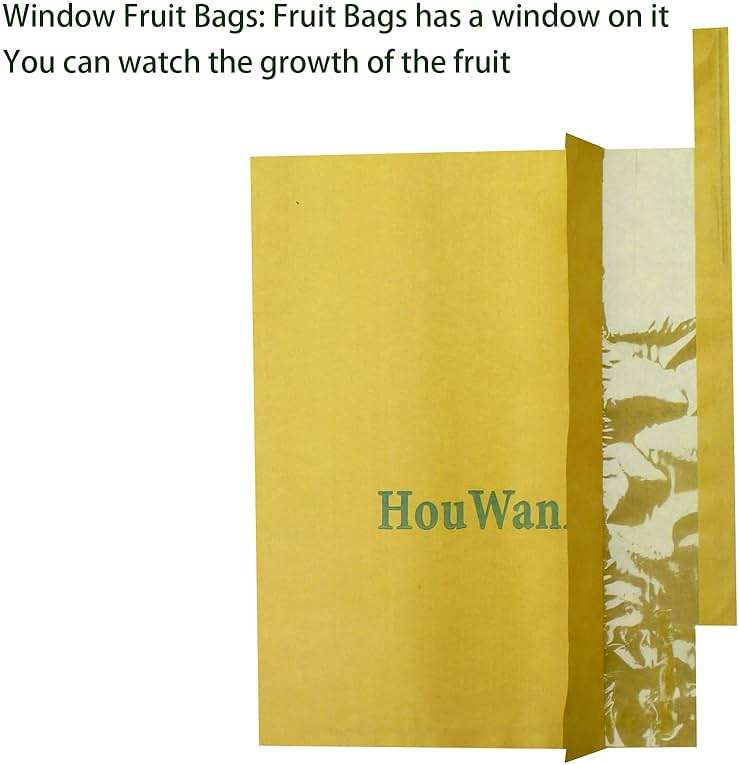 HouWanA Fruit Protection Bags 100pcs Cover Bags 9X11.8inch, for Fruit Trees, Orchard, Trees, Frost, Plants There are Windows to See Inside - Image 3