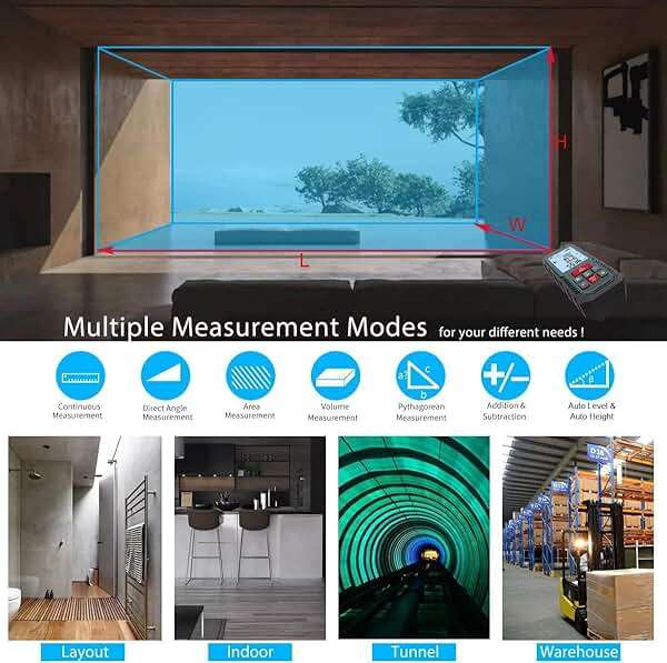 Laser Measure Device, MiLESEEY 393ft Digital Laser Tape Measure with Upgrade Electronic Angle Sensor, 2mm Accuracy, Area Measurement,Volume and Pythagoras, 2" LCD Backlit,Mute, Battery Included - Image 4