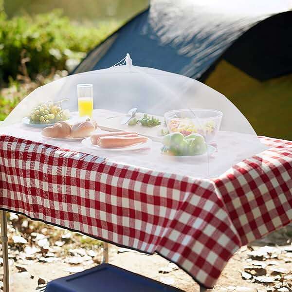 ZMCINER 7 Pack Food Covers for Outdoors Mesh Screen Include Food Tents 1 Extra Large (40"X 24") & 6 Standard (17"X 17") Collapsible and Reusable Mesh Covers for Outside, BBQ Party Supplies, Fruit - Image 2