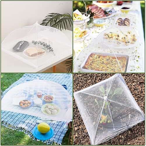 ZMCINER 7 Pack Food Covers for Outdoors Mesh Screen Include Food Tents 1 Extra Large (40"X 24") & 6 Standard (17"X 17") Collapsible and Reusable Mesh Covers for Outside, BBQ Party Supplies, Fruit - Image 8