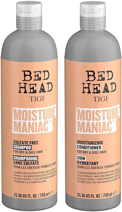 TIGI Bed Head Sulfate Free Shampoo and Conditioner Set for Dry Hair, Moisture Maniac Hair Care with Argan Oil, 25.36 fl oz, 2 Pack - Image 2