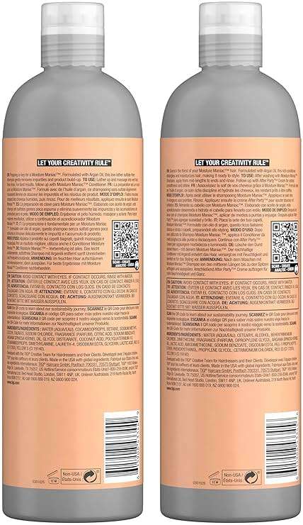 TIGI Bed Head Sulfate Free Shampoo and Conditioner Set for Dry Hair, Moisture Maniac Hair Care with Argan Oil, 25.36 fl oz, 2 Pack - Image 3