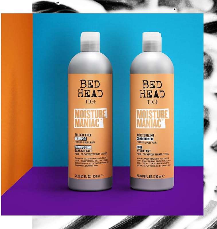 TIGI Bed Head Sulfate Free Shampoo and Conditioner Set for Dry Hair, Moisture Maniac Hair Care with Argan Oil, 25.36 fl oz, 2 Pack - Image 5