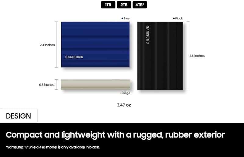 Samsung T7 Shield 2TB, Portable SSD, up to 1050MB/s, USB 3.2 Gen2, Rugged, IP65 Rated, for Photographers, Content Creators and Gaming, External Solid State Drive ‎(MU-PE2T0K/AM, 2022), Beige - Image 4