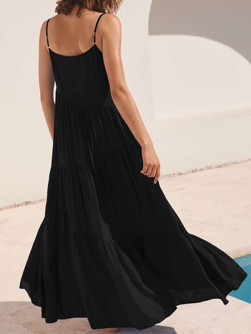 ANRABESS Women Summer Casual Loose Sleeveless Sundress Spaghetti Strap Flowy Boho Linen Beach Vacation Maxi Long Dress - Image 4