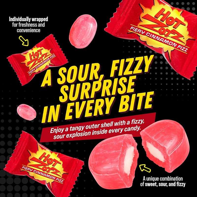 ZOTZ Fizzy Sour Candy Bulk - Retro Italian Hard Candy Individually Wrapped - Classic Nostalgic Fiery Cinnamon Flavor - 46 Pieces Bag for Party Favors, Goodie Bags, Piñata & Candy Buffet - Image 4