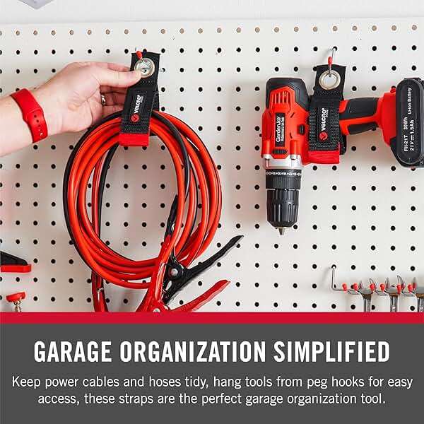 VELCRO Brand EASY HANG Extension Cord Organizer Holder | Large 18" Heavy Duty Straps for Garage Organization and Storage Grommet Hangs Easily on Wall Hooks or Nails 2pk, Holds 100lbs, Black - Image 3