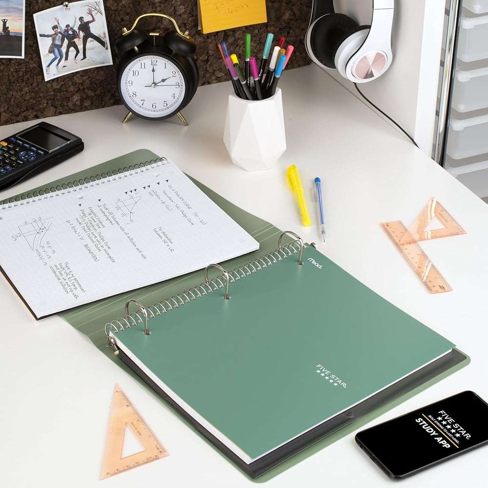 Five Star Spiral Notebook + Study App, 1 Subject, Graph Ruled Paper, 8-1/2" x 11", 100 Sheets, Fights Ink Bleed, Water Resistant Cover, Seaglass Green (620000CH1) - Image 9