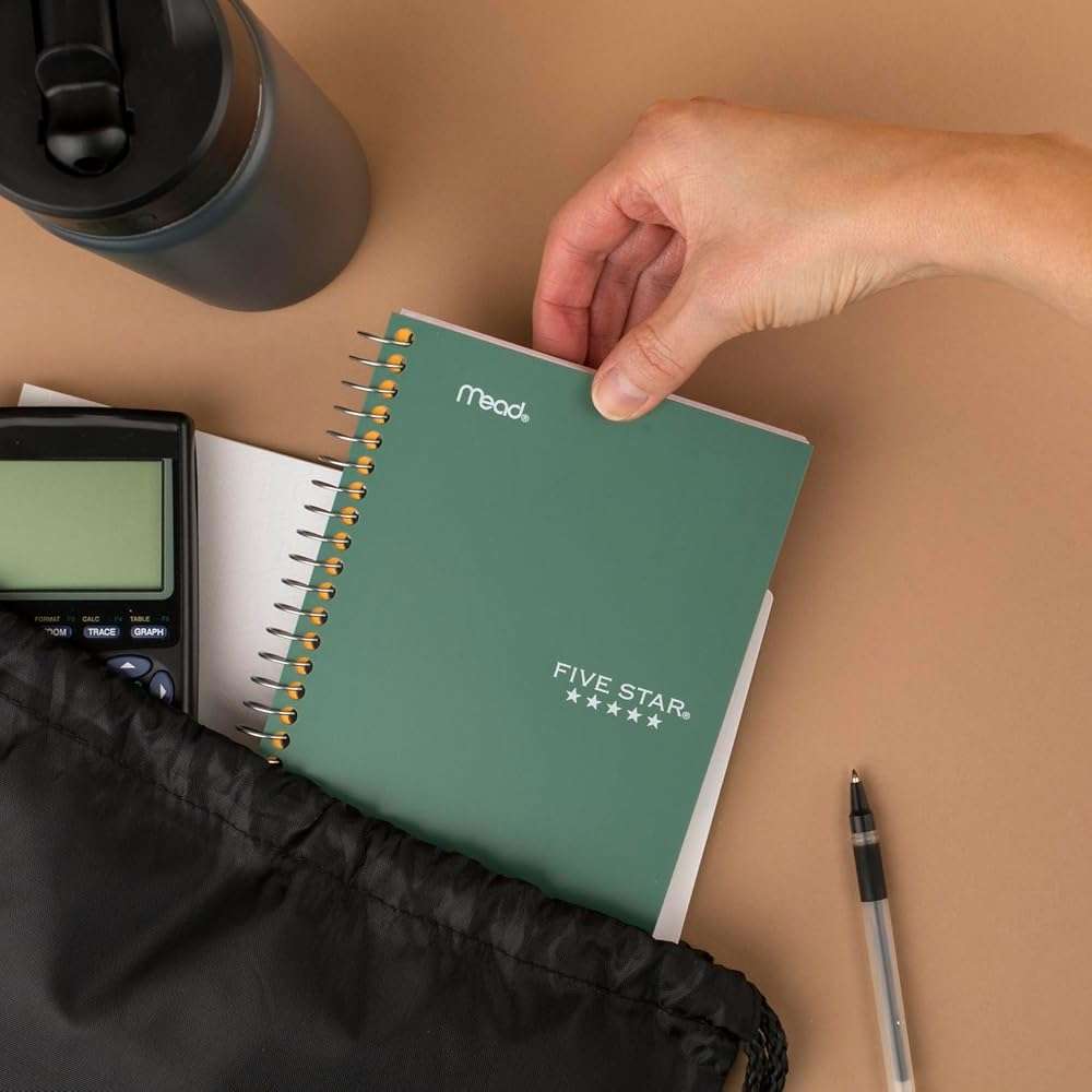 Five Star Personal Spiral Notebook, 1 Subject, College Ruled Paper, 7" x 4-3/8", Small Size, 100 Sheets, Seaglass Green (450022CH1) - Image 7