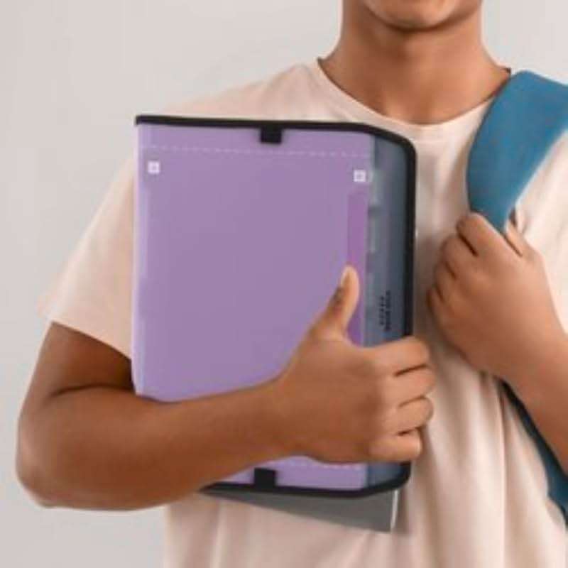 Five Star 7 Pocket Expanding File Organizer + Study App, Plastic Expandable File Folders with Customizable Tabs & Clear Cover, Holds 8-1/2" x 11", Zipper Closure, Amethyst Purple (351700G) - Image 7